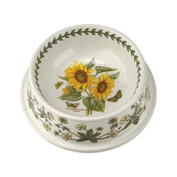 Quality Porcelain Pet Bowl with Sunflower Floral Motifs and Non-Slip Base