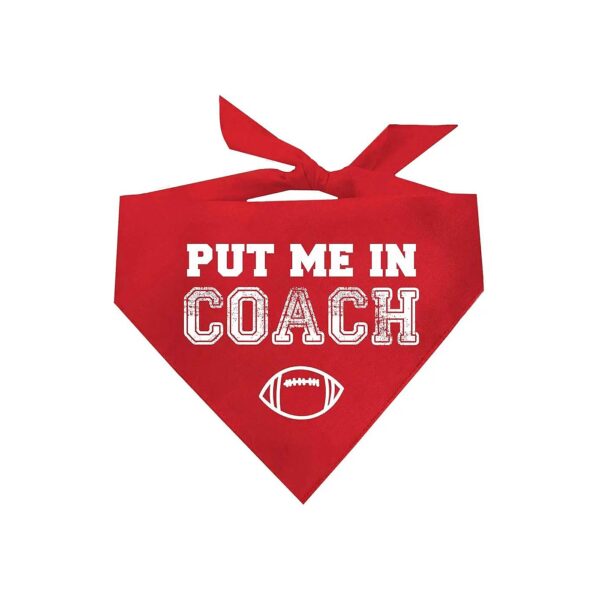 Quality Red Dog Bandana with Put Me in Coach Football Font