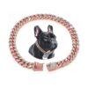 Quality Rose Gold Cuban Chain Dog Collar for Small Medium Large Pets, 10-Inch