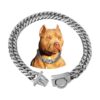 Quality Silver Cuban Link Chain Dog Collar with Secure Snap Buckle for Active Dogs