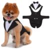 Quality Soft Black Dog Wedding Party Suit with Bandana and Vest for Small to Medium Dogs