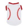 Quality Soft Cotton Dog Shirt with Baseball Graphics, White, Ideal for Small Puppies