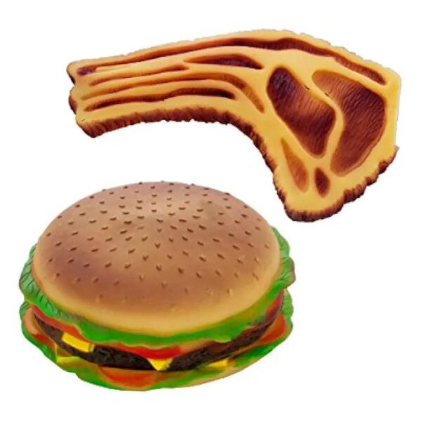 Quality Squeaky Steak and Hamburger Dog Toys Pack of 2