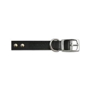 Quality Studded Leather Buckle Collar Black 28-36cm Size 3