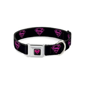 Quality Superman Shield Dog Collar with Seatbelt Buckle and Adjustable 1" Wide Neck Size