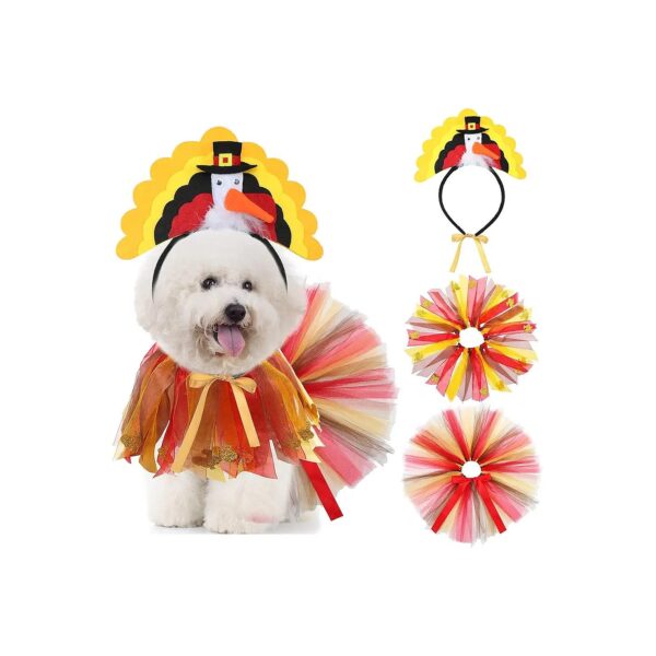 Quality Thanksgiving Dog Costume Kit with Turkey Headband and Collar