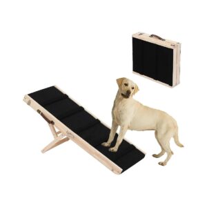 Quality Wooden Pet Ramp with 5 Crossbars for Non-Slip Pet Climbing and Adjustable Height