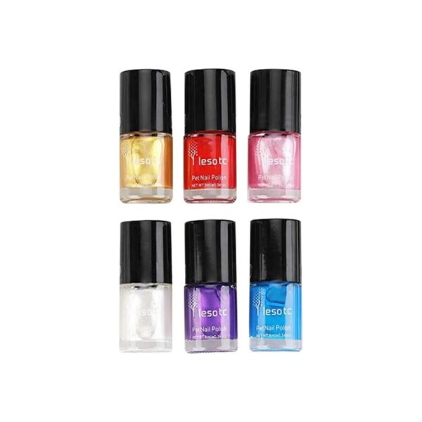 Quick Dry Dog Nail Polish Set for All Pets - 6 Water-Based Colors