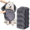 Quick Drying Microfiber Dog Towel with Hand Pockets and Absorbency for Dogs and Cats