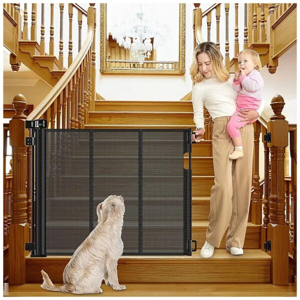 Quick and Easy Installation Pet Gate for Stairs Adjustable Brackets and Latches