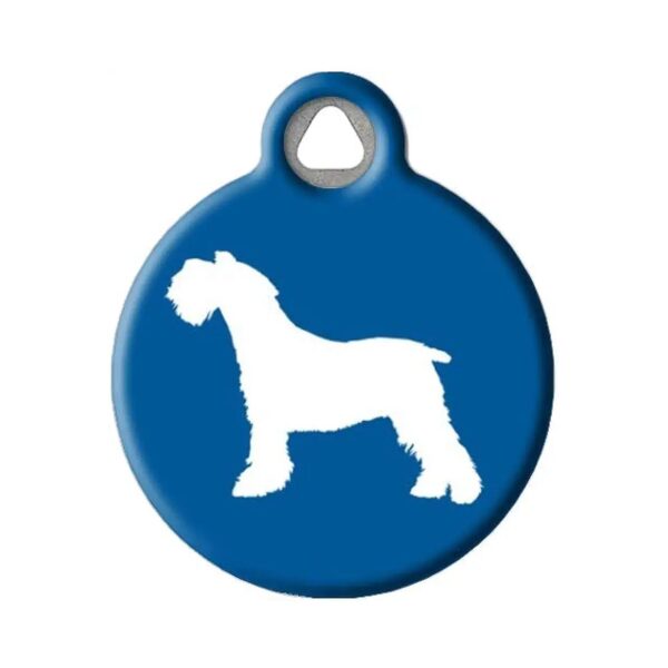 Quiet Polymer Coated Miniature Schnauzer Silhouette Dog ID Tag Identification Details