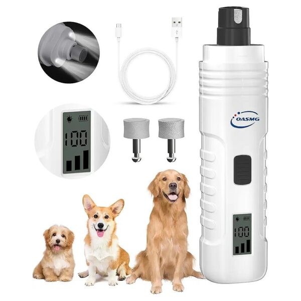 Quiet and Efficient Nail Trimming with 3-Speed Dog Nail Grinder for Small to Large Dogs