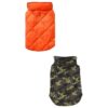 Quilted and Fleece Vest for Small to Extra Large Dog Sizes in Camo and Carrot