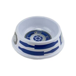 R2D2 Dog Food Bowl with Rubber Non-Slip Bottom 16 Ounces White Blue Gray