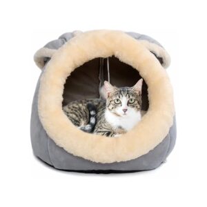 Rabbit-Shaped Dog Cave with Hanging Toy and Removable Cotton Pad for Small Pets