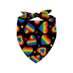 Rainbow Heart Dog Accessories Adjustable Bandana for Small Medium Size Dogs Cats