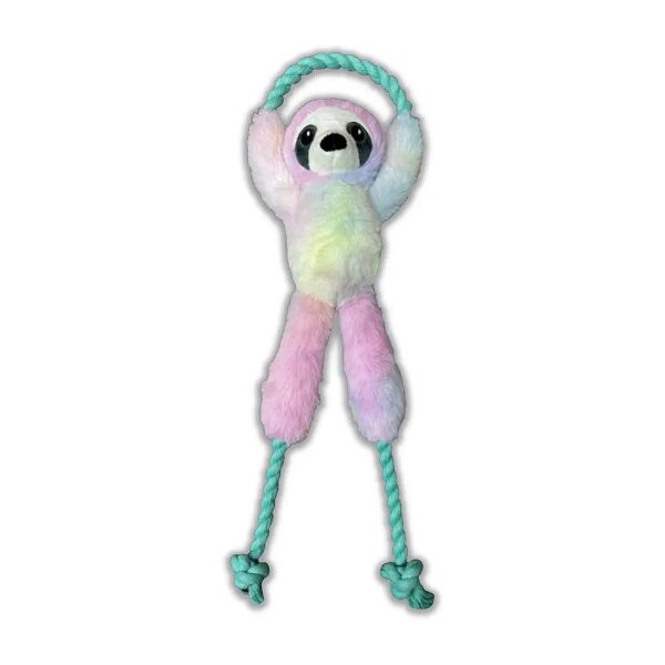 Rainbow Sloth Rope Chew Toy for Dogs, Interactive Tug of War Toy