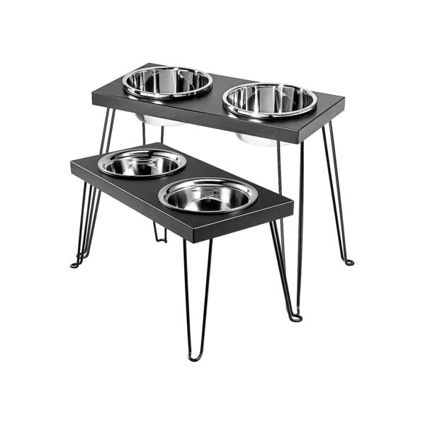 Raised Dog Bowl Stand with Four Stainless Steel Bowls for Large Breeds