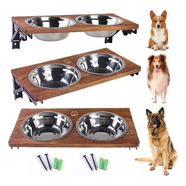 Raised Dog Bowls for Large Dogs with Stainless Steel Bowls and Adjustable Stand