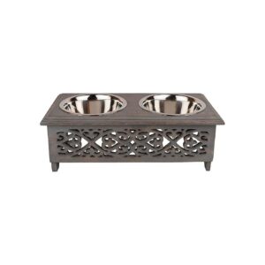 Raised Stainless Steel Bowls for Small Dog Dry Food and Water serving