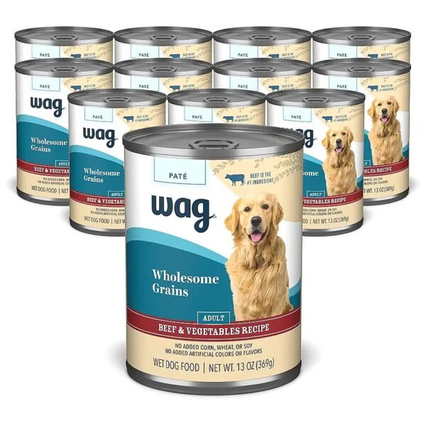 Rated Wholesome Pate Canned Dog Food with Beef and Whole Grains for Adults