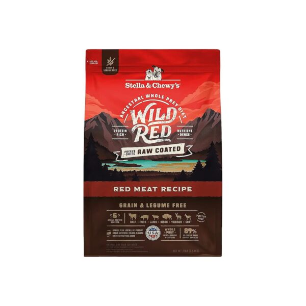 Raw Coated Dry Dog Food with Red Meat Recipe and No Fillers