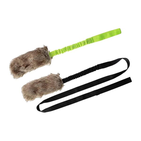 Real Fur Handle Bungee Tug Toys for Dog Agility and Sports Motivation