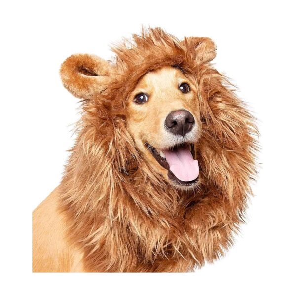 Real Fur-Like Dog Lion Mane Halloween Costume for Small to Large Dogs