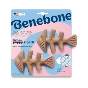 Real Salmon Flavor Fishbone Chew Toy for Teething Puppies Made in USA