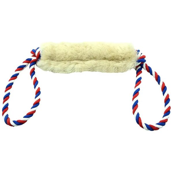 Real Sheep Skin Tug Toy with Rope Handles for Puppy Play and Training