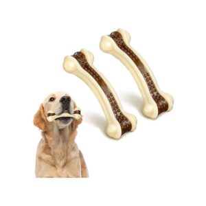 Realistic Bone Shaped Dog Toys Nylon Beef Flavor Teething Toys for Powerful Chewers