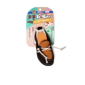 Realistic Cowhide Leather Deck Shoes Chew Toy with Snack Hiding Feature for Small Canines