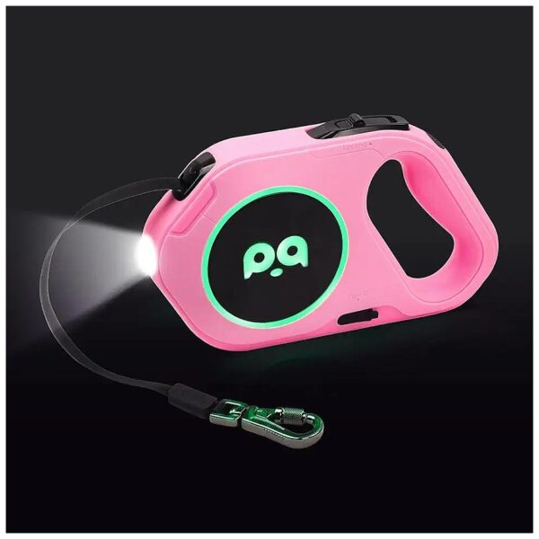 Rechargeable LED Flashlight Retractable Dog Leash for Small to Large Breeds up to 88Ibs