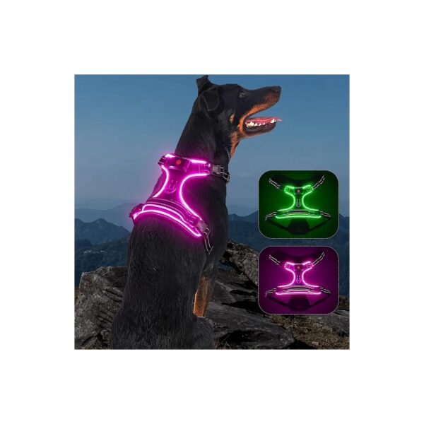 Rechargeable Waterproof LED Dog Harness for Small Medium Large Dogs Night Walking Safety