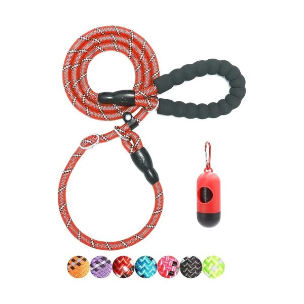 Red 6 Foot Slip Lead Dog Leash with Anti Choking Clasp and Padded Handle