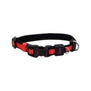 Red Adjustable Dog Collar with Soft Padded Interior and Colorful Design