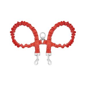 Red Adjustable Double Dog Leash for Two Small to Medium Dogs with Reflective Thread