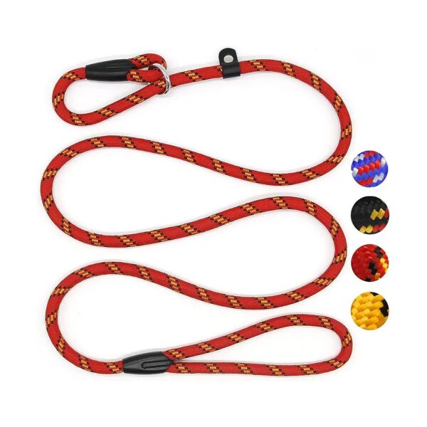 Red Adjustable Slip Lead Dog Leash with Nylon Rope for Small Medium Dogs