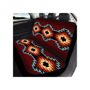 Red Aztec Tribal Geometry Stripe Back Seat Cover for Dogs and Pets