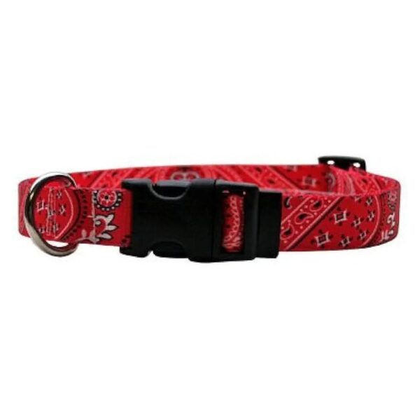 Red Bandana Pattern Polyester Dog Collar for Large Dogs 18-28 Inches