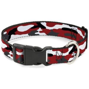 Red Black Gray White Camo Polyester Dog Collar with Plastic Clip