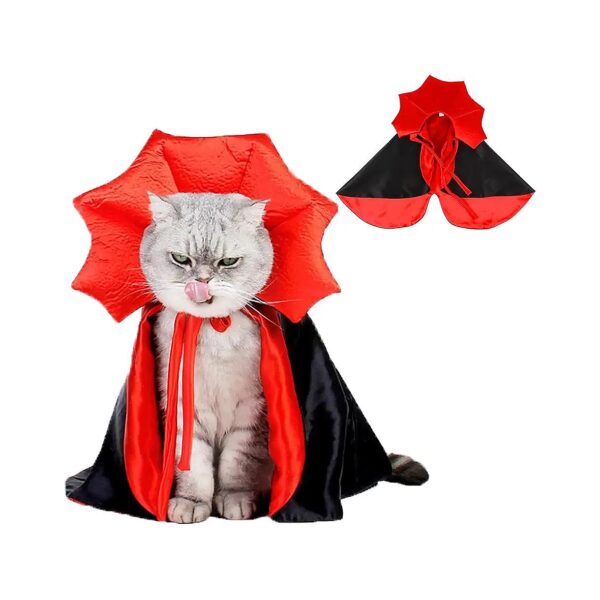 Red Black Satin Cape Pet Dress Halloween Decoration Supply