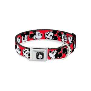 Red Black White Mickey Mouse Polyester Buckle Collar 11 17 Neck Width Medium Size