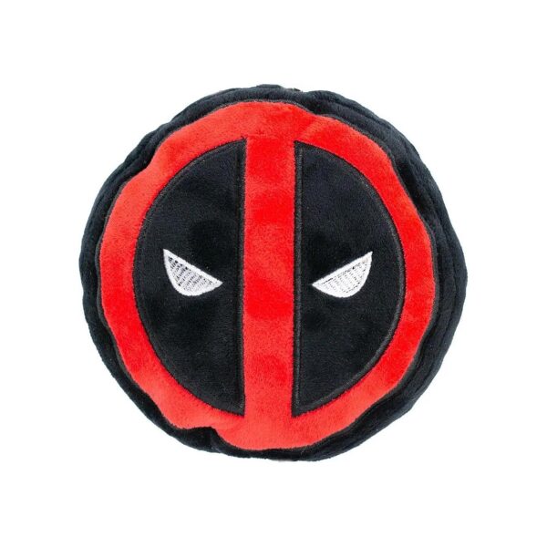 Red Black White Plush Dog Toy with Deadpool Character and Squeaker Sound