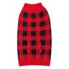 Red Buffalo Check Cable Knit Dog Sweaters for Small Dogs with Leash Hole Pullover