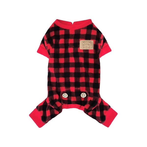 Red Buffalo Check Dog Pajamas Soft Fleece Small Dog Onesie Pet Pyjamas