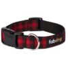 Red Buffalo Check Pattern Small Dog Collar with Adjustable Nylon Width