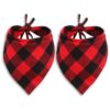 Red Buffalo Plaid Dog Cat Bandanas Checkered Triangle Bibs for Small Medium Large Pets