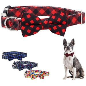 Red Buffalo Plaid Dog Collar with Adjustable Comfort Fit for Small to Large Dogs or Cats