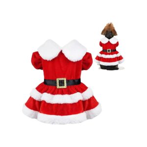 Red Christmas Dog Dress for Small Medium Dogs Santa Costume Outfit